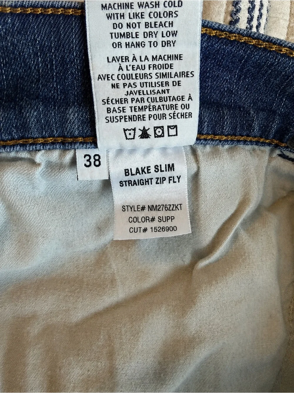 Hudson Blake Slim Straight Men’s Jeans Size 38 Medium Wash Raw Hem